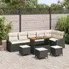 Image de vidaXL Ensemble de canapé de jardin avec coussin 10 pcs Noir polyrotin