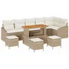 Image de vidaXL Ensemble de canapé de Jardin 10 pcs Beige Poly rotin, Set de Jardin et terrasse, canapé modulable Moderne, Table Acacia légère, Meuble extérieur résistant UV