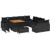 Image de vidaXL Ensemble de canapé de Jardin avec Coussin 13 pcs Noir polyrotin, Table en Acacia, Set de canapé résistant aux intempéries, modulable et léger, matériaux Anti-UV, mobilier de Jardin Moderne