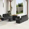 Image de vidaXL Ensemble de canapé de jardin avec coussin 9 pcs Noir polyrotin