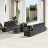 Image de vidaXL Ensemble de canapé de jardin avec coussin 10 pcs Noir polyrotin