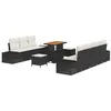 Image de vidaXL Ensemble de canapé de Jardin avec Coussin 10 pcs Noir polyrotin, Mobilier de Jardin et terrasse, Moderne, Durable, canapé léger modulable pour Un Confort Optimal
