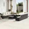 Image de vidaXL Ensemble de canapé de jardin avec coussin 11 pcs Noir polyrotin