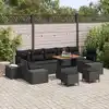 Image de vidaXL Ensemble de canapé de jardin avec coussin 10 pcs Noir polyrotin