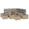 Image de vidaXL Ensemble de canapé de Jardin 8 pc Beige polyrotin