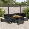 Image de vidaXL Ensemble de canapé de jardin avec coussin 9 pcs Noir polyrotin