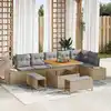 Image de vidaXL Ensemble de canapé de jardin avec coussin 9 pcs Beige polyrotin
