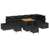 Image de vidaXL Ensemble de canapé de Jardin avec Coussin 9 pcs Noir polyrotin, Jardin et terrasse, Salon de Jardin Moderne, canapé en rotin léger, résistant aux UV, Confort au Patio