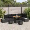 Image de vidaXL Ensemble de canapé de jardin avec coussin 9 pcs Noir polyrotin