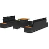 Image de vidaXL Ensemble de canapé de Jardin 10 pcs Noir Poly rotin, Mobilier de Jardin et terrasse, Ensemble de canapés Modernes, agencement modulable, Accents en Acacia, Espace détente