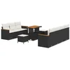 Image de vidaXL Ensemble de canapé de Jardin 10 pcs Noir polyrotin, Accents en Bois d'acacia, mobilier modulable, canapé de Jardin, kit de terrasse, détente extérieure