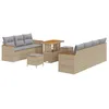 Image de vidaXL Ensemble de canapé de Jardin 10 pcs Beige polyrotin, Accents en Bois d'acacia, mobilier modulable, canapé de Jardin, kit de terrasse, détente extérieure