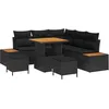 Image de vidaXL Ensemble de canapé de Jardin 8 pcs Noir polyrotin, Canapé d'extérieur Moderne, Poly rotin, Surface en Acacia, résistant aux intempéries, modularité pour Votre Jardin