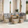 Image de vidaXL Ensemble de canapé de jardin 10 pcs Beige polyrotin