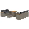 Image de vidaXL Ensemble de canapé de Jardin 10 pcs Gris polyrotin, Mobilier d'extérieur Moderne, Ensemble Patio en Poly rotin, canapé avec Coussins en Mousse, Housse zippée