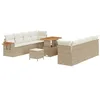 Image de vidaXL Ensemble de canapé de Jardin 11 pcs Beige polyrotin, Mobiler de Jardin et terrasse, canapé en rotin, Salon modulaire, Coin détente, Set pour Le Jardin