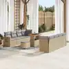 Image de vidaXL Ensemble de canapé de jardin 11 pcs Beige polyrotin