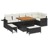 Image de vidaXL Ensemble de canapé de Jardin 11 pcs Noir et Crème polyrotin, Ensemble d'extérieur modulable pour Jardin et terrasse, Coussins Amovibles, Bois Acacia résistant aux intempéries