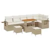 Image de vidaXL Ensemble de canapé de Jardin 11 pcs Beige et crème polyrotin, Ensemble d'extérieur modulable pour Jardin et terrasse, Coussins Amovibles, Bois Acacia résistant aux intempéries