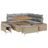 Image de vidaXL Ensemble de canapé de Jardin 8 pcs Beige Poly rotin, Mobilier d'extérieur Moderne pour Jardin, canapés modulaires, résistance UV, Rangement Pratique