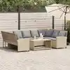 Image de vidaXL Canapé de jardin avec coussins beige résine tressée