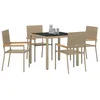 Image de vidaXL Ensemble de Salle à Manger pour Jardin 5 pcs Beige polyrotin, Ensemble de Restauration extérieur élégant, mobilier de Jardin Moderne, Table en Acier, accoudoirs en Acacia