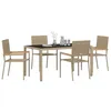 Image de vidaXL Ensemble de Salle à Manger pour Jardin 5 pcs Beige polyrotin, Ensemble de Restauration extérieur élégant, mobilier de Jardin Moderne, Table en Acier, accoudoirs en Acacia