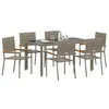 Image de vidaXL Ensemble de Salle à Manger pour Jardin 7 pcs Gris polyrotin, Ensemble de Jardin et terrasse, mobilier Moderne, Table et chaises stylées pour Repas en extérieur