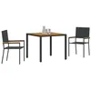 Image de vidaXL Ensemble de Salle à Manger pour Jardin 3 pcs Noir polyrotin, Ensemble de Salle à Manger Jardin et terrasse, rectangulaire, Design Moderne, mobilier extérieur résistant