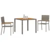 Image de vidaXL Ensemble de Salle à Manger pour Jardin 3 pcs Gris polyrotin, Ensemble de Salle à Manger Jardin et terrasse, rectangulaire, Design Moderne, mobilier extérieur résistant