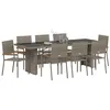 Image de vidaXL Ensemble de Salle à Manger pour Jardin 9 pc Gris polyrotin