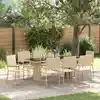 Image de vidaXL Ensemble de salle à manger pour jardin 9 pcs Beige polyrotin