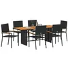 Image de vidaXL Ensemble de Salle à Manger pour Jardin 7 pcs Noir polyrotin, Ensemble de Jardin, Table et chaises en rotin, Salle à Manger Moderne, Durable et Pratique pour l'extérieur