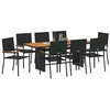Image de vidaXL Ensemble de Salle à Manger pour Jardin 9 pcs Noir polyrotin, Ensemble de Jardin, Table rectangulaire et chaises en rotin Moderne, pour Un Coin Lounge Sympa
