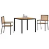 Image de vidaXL Ensemble de Salle à Manger pour Jardin 3 pcs Noir et Marron, Ensemble de Jardin, Table rectangulaire en Acacia Moderne, chaises Confortables, mobilier Ergonomique