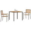 Image de vidaXL Ensemble de Salle à Manger pour Jardin 3 pcs Gris et Marron, Ensemble de Repas Jardin Moderne, Meubles extérieurs, Table rectangulaire, chaises en Poly rotin ergonomiques