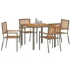 Image de vidaXL Ensemble de Salle à Manger pour Jardin 5 pcs Gris et Marron, Ensemble de Repas Jardin Moderne, Meubles extérieurs, Table rectangulaire, chaises en Poly rotin ergonomiques