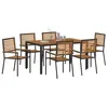 Image de vidaXL Ensemble de Salle à Manger pour Jardin 7 pcs Noir et Marron, Ensemble de Jardin, Table rectangulaire en Acacia Moderne, chaises Confortables, mobilier Ergonomique
