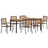Image de vidaXL Ensemble de Salle à Manger pour Jardin 7 pcs Noir et Marron, Ensemble de Jardin, Table rectangulaire en Acacia Moderne, chaises Confortables, mobilier Ergonomique