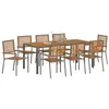 Image de vidaXL Ensemble de Salle à Manger pour Jardin 9 pcs Gris et Marron, Ensemble de Jardin, Table rectangulaire en Acacia Moderne, chaises Confortables, mobilier Ergonomique