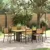 Image de vidaXL Ensemble de salle à manger pour jardin 7 pcs Noir et Marron
