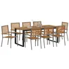 Image de vidaXL Ensemble de Salle à Manger pour Jardin 9 pcs Gris, Jardin et terrasse, Set Moderne en Acacia pour Repas en Plein air, Collection étanche, idéal pour recevoir
