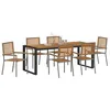 Image de vidaXL Ensemble de Salle à Manger pour Jardin 7 pcs Gris et Marron, Ensemble de Jardin Chic, mobilier extérieur Moderne, agencement stylé pour Repas en Plein air