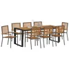 Image de vidaXL Ensemble de Salle à Manger pour Jardin 9 pcs Gris et Marron, Ensemble de Jardin Chic, mobilier extérieur Moderne, agencement stylé pour Repas en Plein air