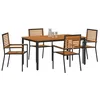 Image de vidaXL Ensemble de Salle à Manger pour Jardin 5 pc Noir et Marron