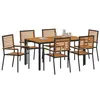Image de vidaXL Ensemble de Salle à Manger pour Jardin 7 pc Noir et Marron