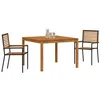 Image de vidaXL Ensemble de Salle à Manger pour Jardin 3 pcs Noir, Ensemble de Jardin, mobilier extérieur Moderne, Table en Bois avec chaises empilables, déco élégante pour recevoir