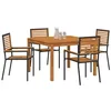 Image de vidaXL Ensemble de Salle à Manger pour Jardin 5 pcs Noir, Ensemble de Jardin élégant, mobilier Moderne extérieur, Table résistante aux intempéries, chaises empilables pour terrasse