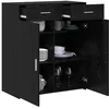 Image de vidaXL Armoire de Rangement avec tiroir Chêne Noir 80 x 42.5 x 93.5 cm, Rangement Salon, Buffet Rustique, Cabinet Bois, Organisateur Repas, Style Chic, Décor Actuel
