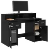 Image de vidaXL Bureau avec porte Chêne noir 120 x 55 x 91 cm Bois d'ingénierie, Bureau rectangulaire moderne avec rangement, éclairage LED, design compact pour bureau à domicile stylé